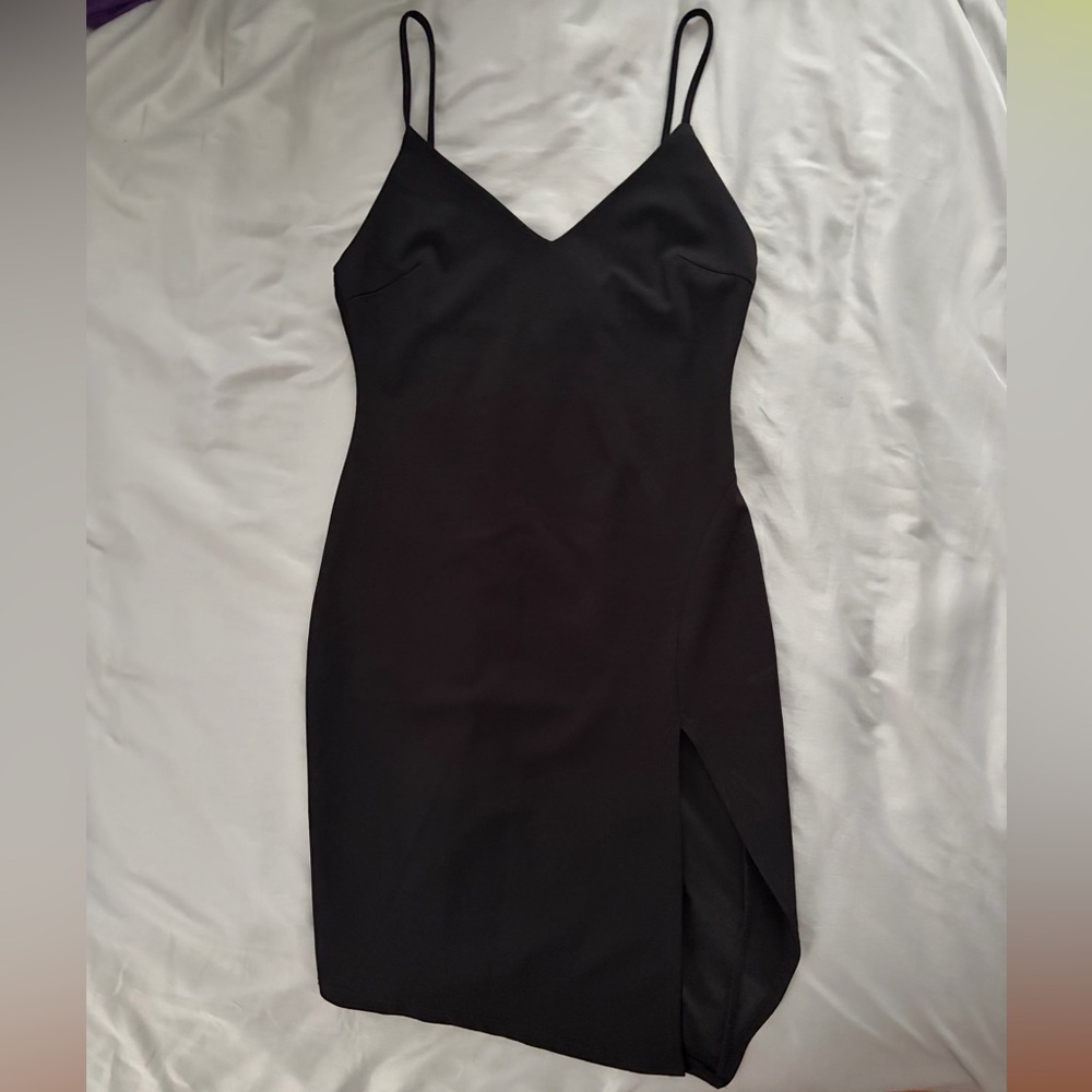 Blue Blush Black Spaghetti Strap Mini Dress